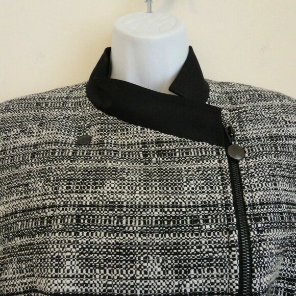 NWT AKRIS Black Cotton Wool Tweed Zipper Front Jacket 16 - Picture 3 of 7